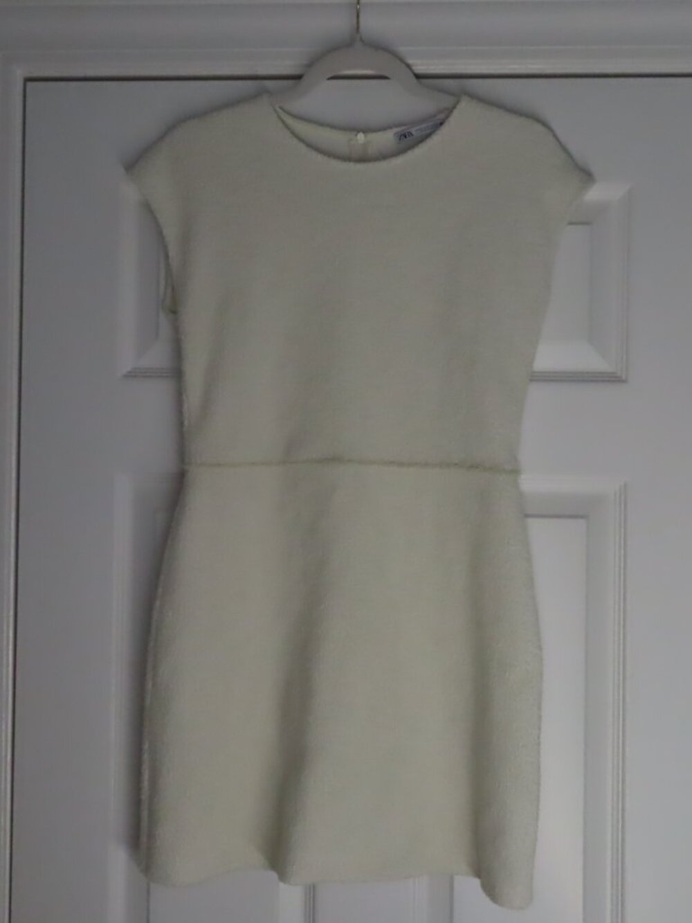 Zara Terry Cloth Mini Dress Off White Beach Size Medium bachelorette summer